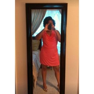 CORAL H&M DRESS WITH COWL NECKLINE